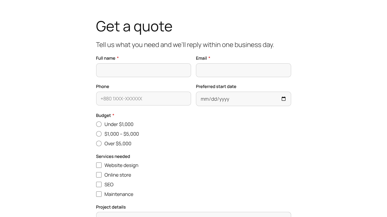 Quote form